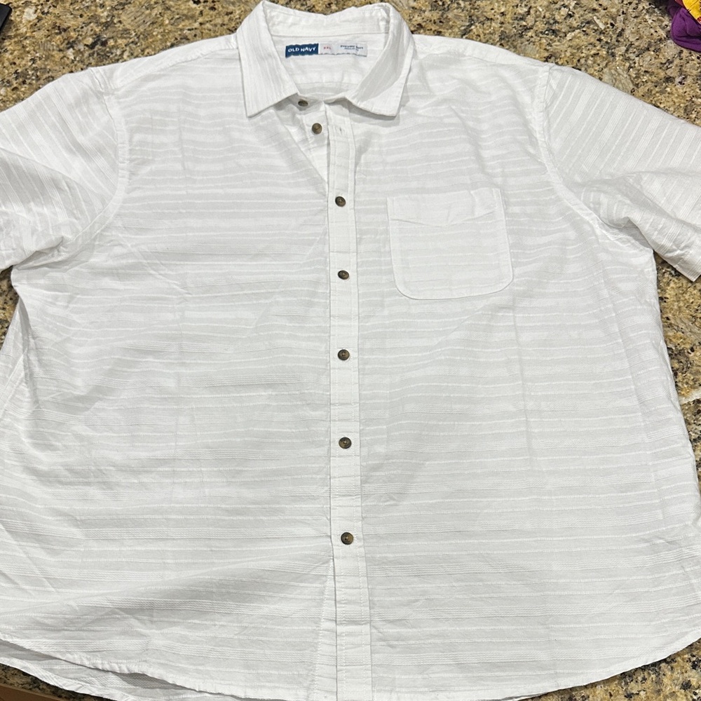 Old Navy White Beachy Casual embroidered Button Down Shirt